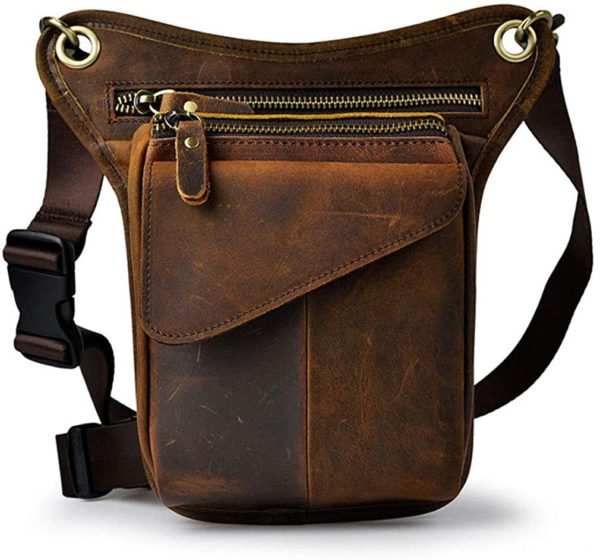 Waist Pouch Leather Multi-Purpose Bumbag | Zipper | Dark Brown