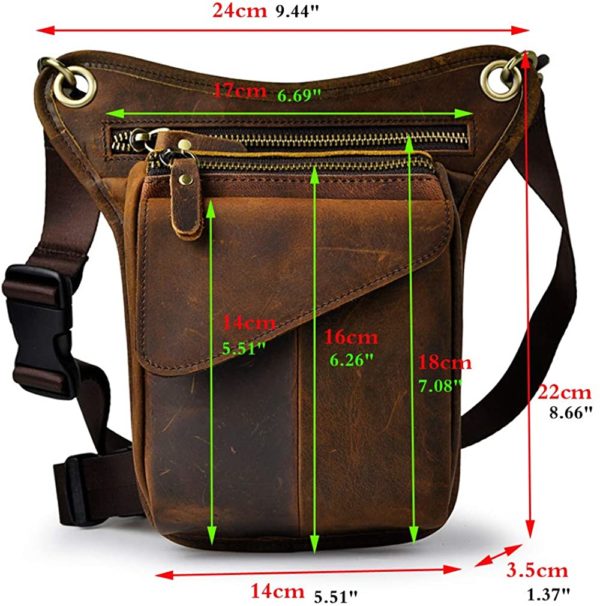 Waist Pouch Leather Multi-Purpose Bumbag | Zipper | Dark Brown - Image 2