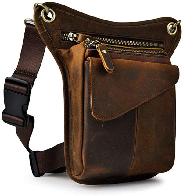 Waist Pouch Leather Multi-Purpose Bumbag | Zipper | Dark Brown - Image 4