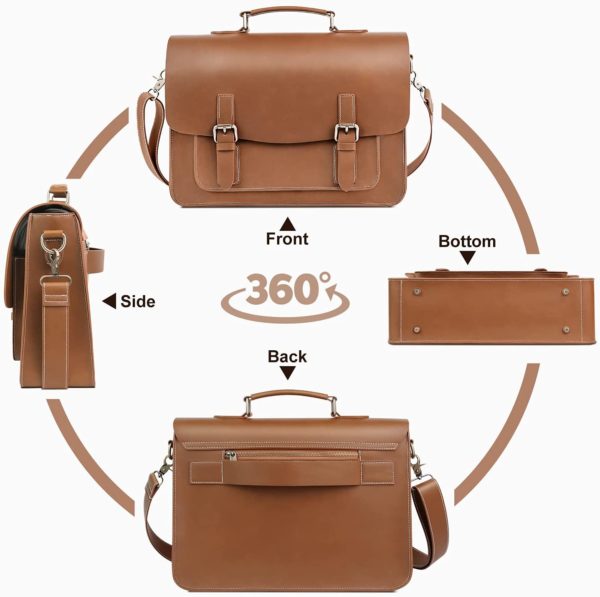 Laptop Briefcase 15.6 " Vegan Leather Waterproof | Vintage Brown