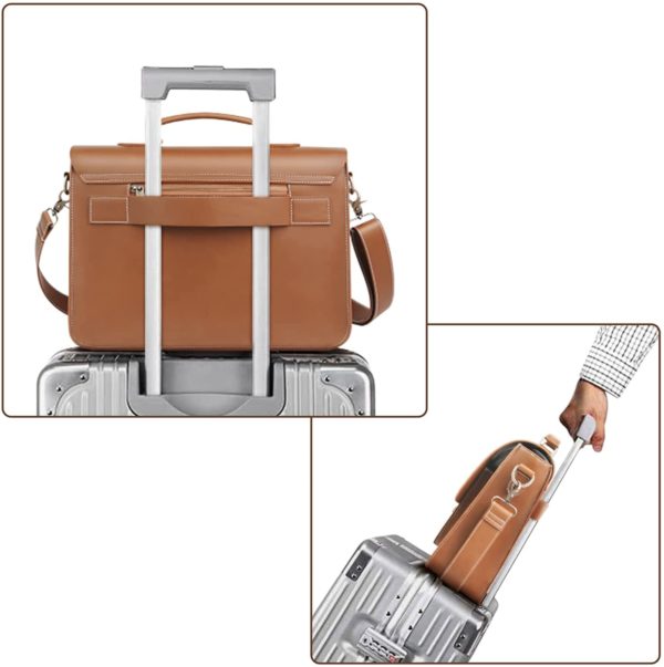 Laptop Briefcase 15.6 " Vegan Leather Waterproof | Vintage Brown - Image 6