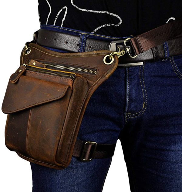 Waist Pouch Leather Multi-Purpose Bumbag | Zipper | Dark Brown - Image 3