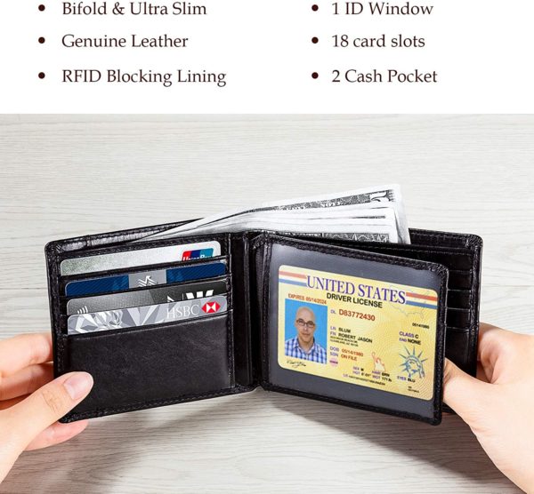 Leather Wallet & Vaccine holder + RFID | Bi-Fold - Image 8