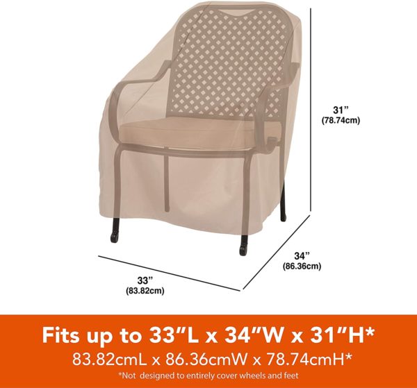 Outdoor Patio Chair Cover | 34"L x 33"W x 31"H Khaki
