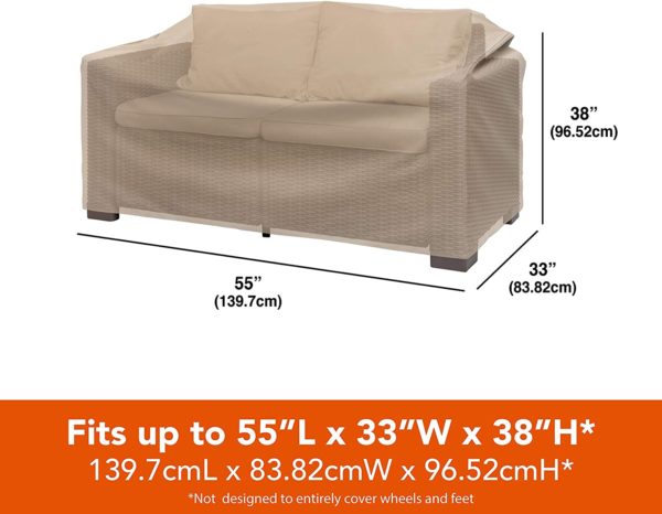 Outdoor Patio Loveseat Cover, 55"L x 33"W x 38"H, Khaki