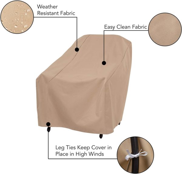 Outdoor Patio Chair Cover | 34"L x 33"W x 31"H Khaki - Image 3