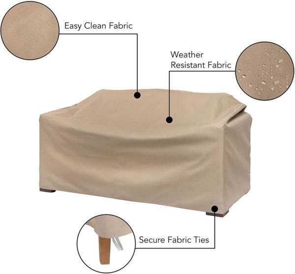 Outdoor Patio Loveseat Cover, 55"L x 33"W x 38"H, Khaki - Image 3